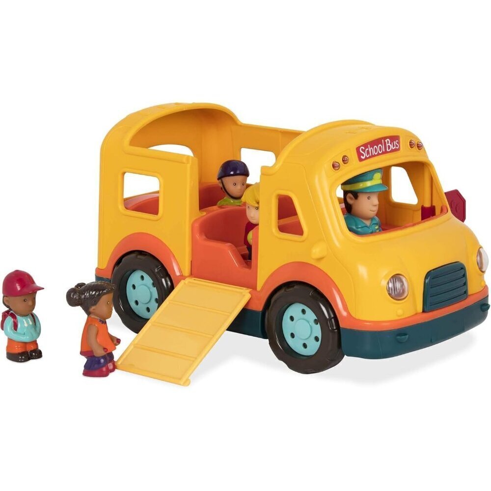 🆕 School Bus Yellow Battat Light Up Realistic Sounds Folding Stop Sign 5 Toys